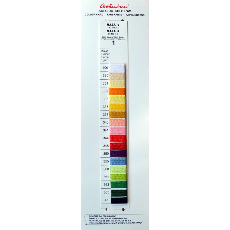 Katalog kolorów nici Maja