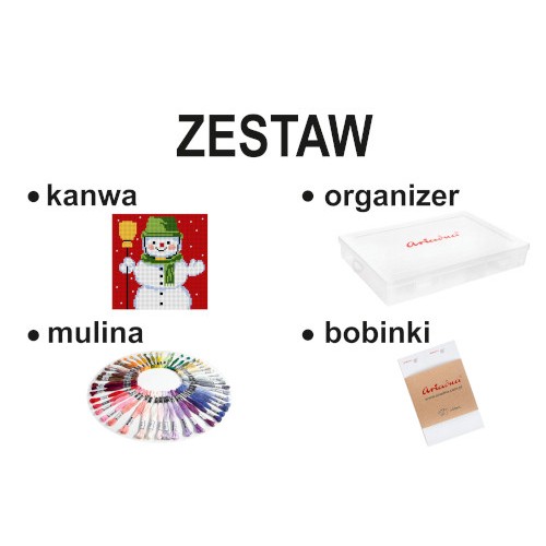 Zestaw: kanwa 1003 + mulina + organizer + bobinki
