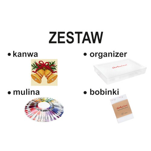 Zestaw: kanwa 1001 + mulina + organizer + bobinki