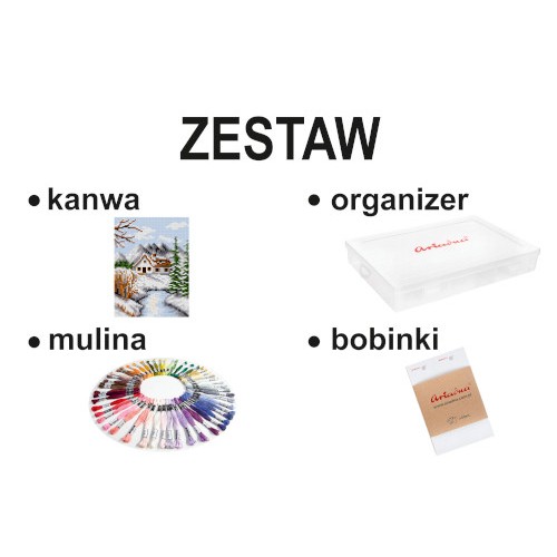 Zestaw: kanwa 2003 + mulina + organizer + bobinki