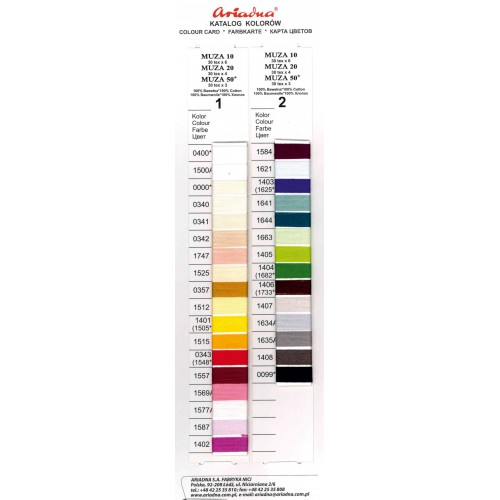 Katalog kolorów nici Muza