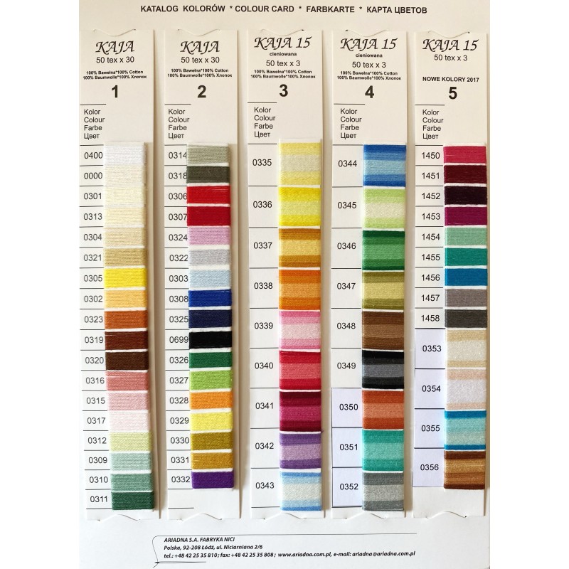 Katalog kolorów nici Kaja