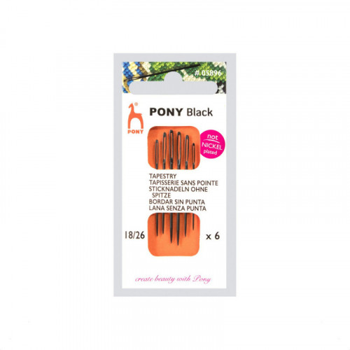 Igły ręczne do haftu bez czubka PONY - BLACK - rozm.18/26...