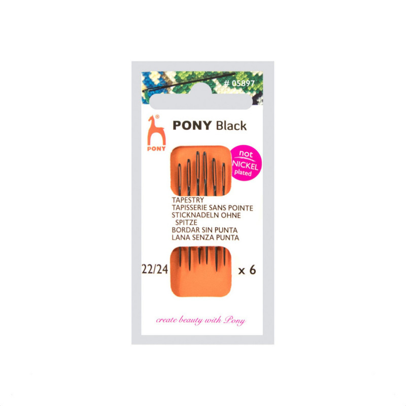 Igły ręczne do haftu bez czubka PONY - BLACK - rozm.22/24 - 6szt./opak.