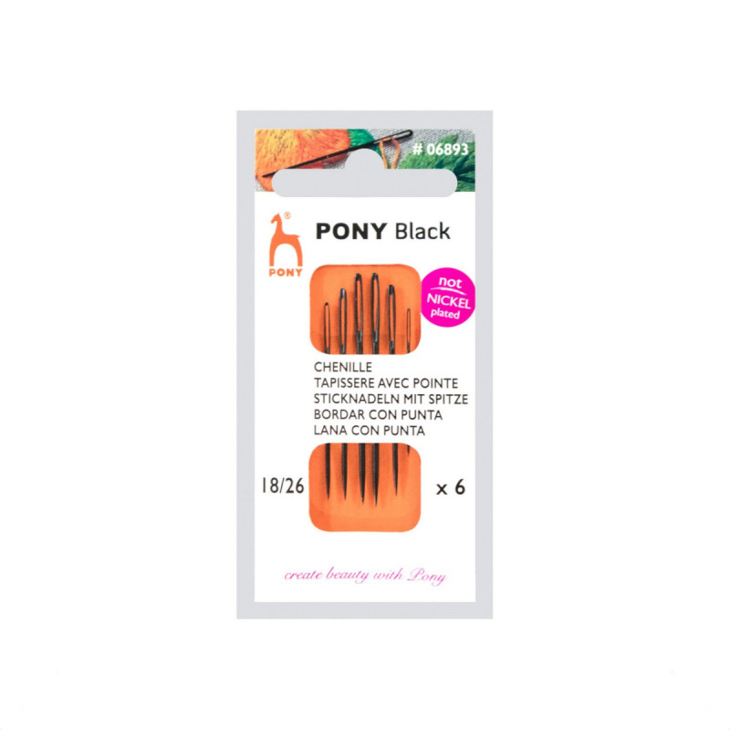 Igły ręczne do haftu z czubkiem PONY - BLACK - rozm.18/26 - 6szt./opak.