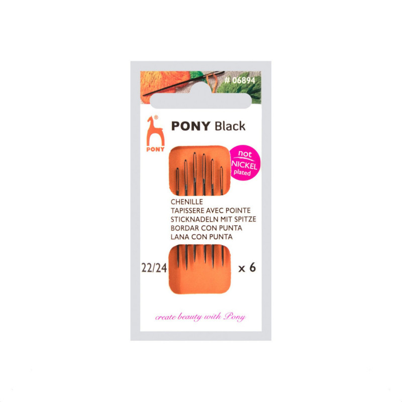 Igły ręczne do haftu z czubkiem PONY - BLACK - rozm.22/24 - 6szt./opak.