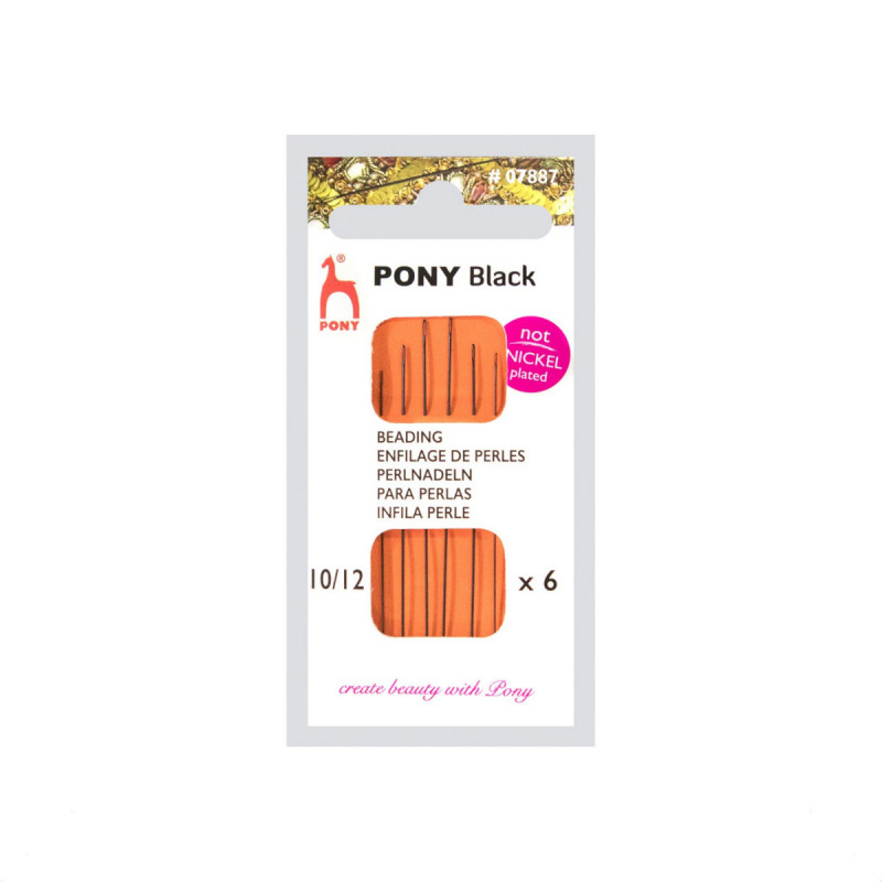 Igły ręczne do nawlekania koralików PONY - BLACK - rozm.10/12 - 6szt./opak.