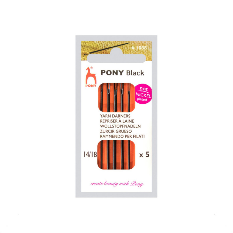 Igły ręczne do wełny PONY - BLACK - rozm.14/18  5szt./opak.