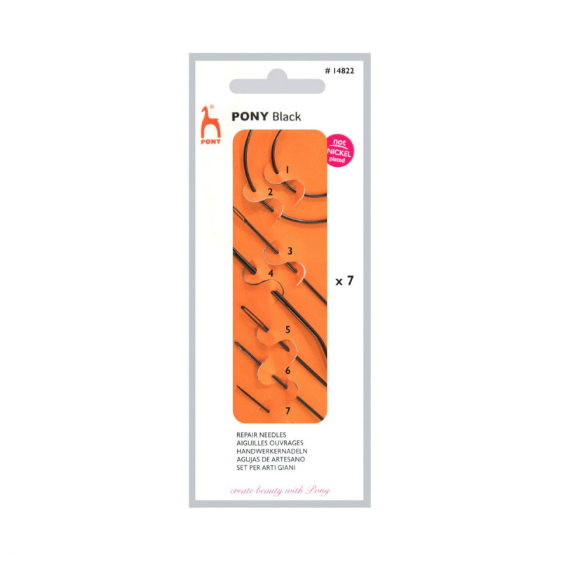 Zestaw igieł domowych naprawczych PONY - BLACK - 7szt./opak.