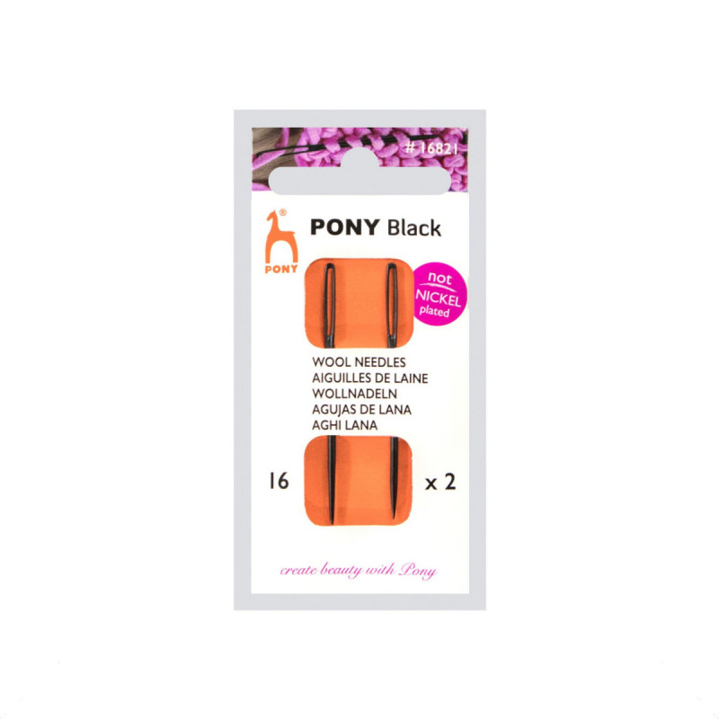 Igły ręczne do wełny PONY - BLACK - rozm.16  2szt./opak.