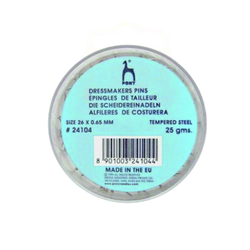 Szpilki niklowane zwykłe z gąbką PONY -0,65x26 mm - 25g/opak.