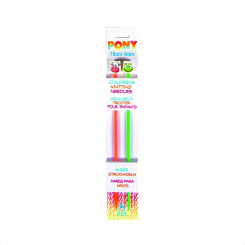 Druty proste plastikowe dla dzieci PONY - 4,00 mm x 18 cm...