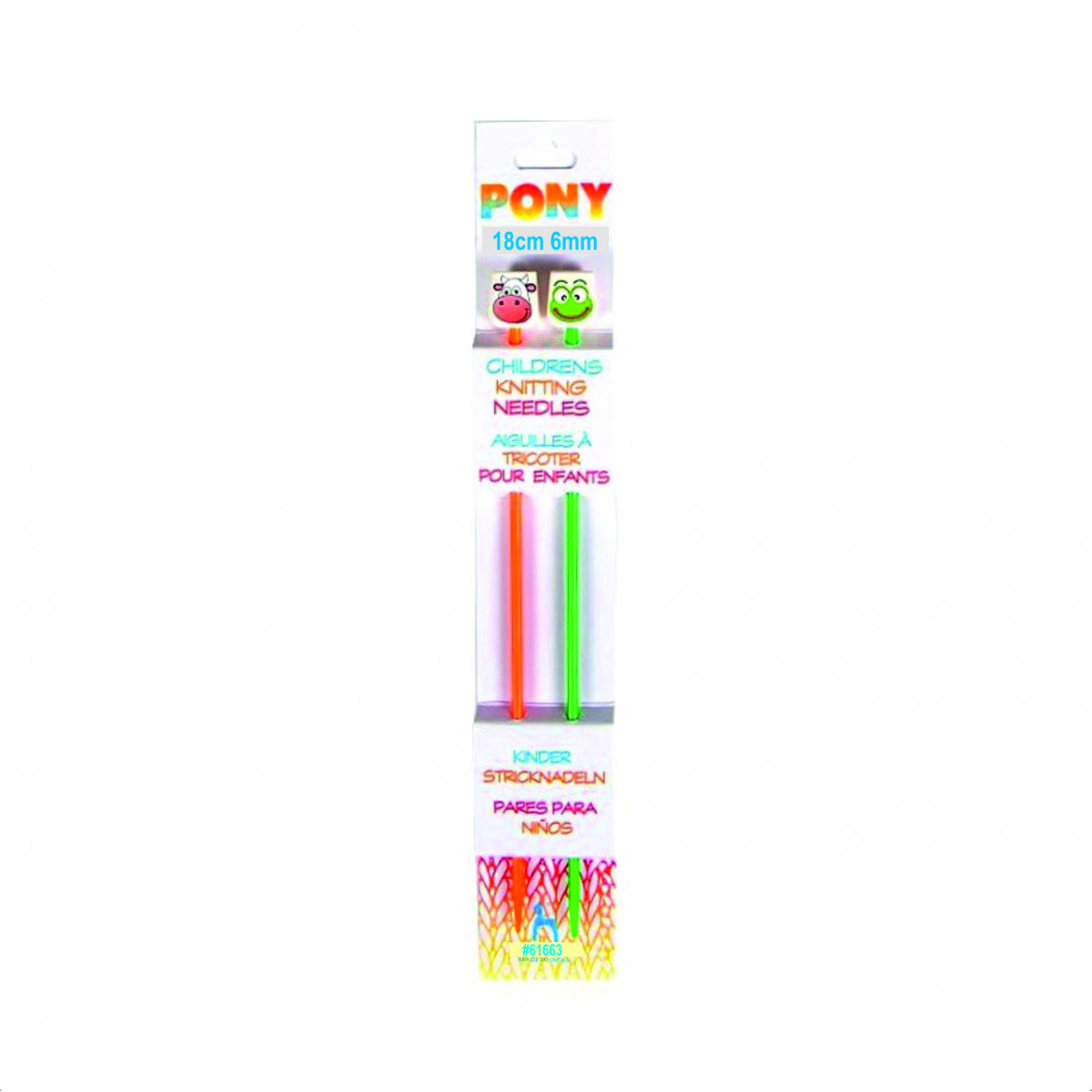Druty proste plastikowe dla dzieci PONY - 6,00 mm x 18 cm /03- para/opak.